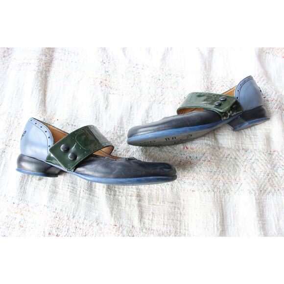 John Fluevog Blue Green Cleo Fellowship Buttoned Mary Jane Heels Size 11.5 - Picture 3 of 7